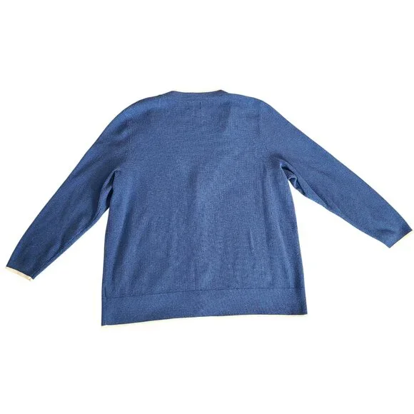 Land's End Women's Cardigan Size 1X Sweater Blue Button-Front Cotton Pockets - Picture 2 of 10